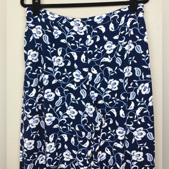 J.Jill NWT Women's Medium Wearever Full Leg Cropped Flowy jersey Knot Pants Blue - Picture 9 of 13